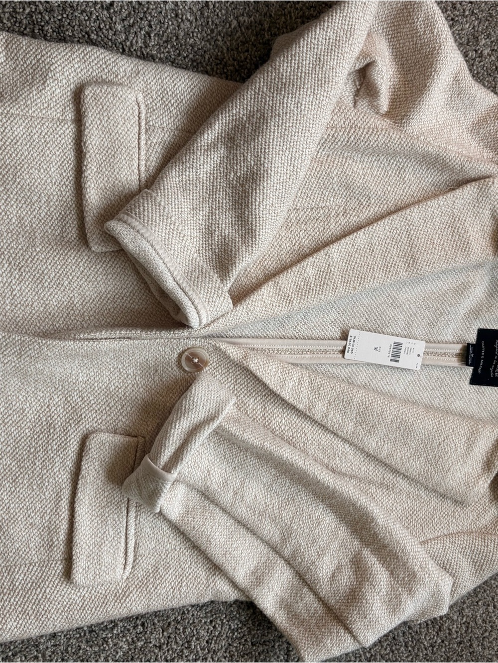 Sanctuary x Anthropologie Beige Knit Button Front Collared Cardigan Sweater M